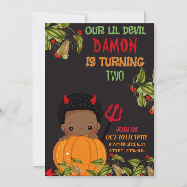 Our Lil Devil Birthday Invitation Card (Front)