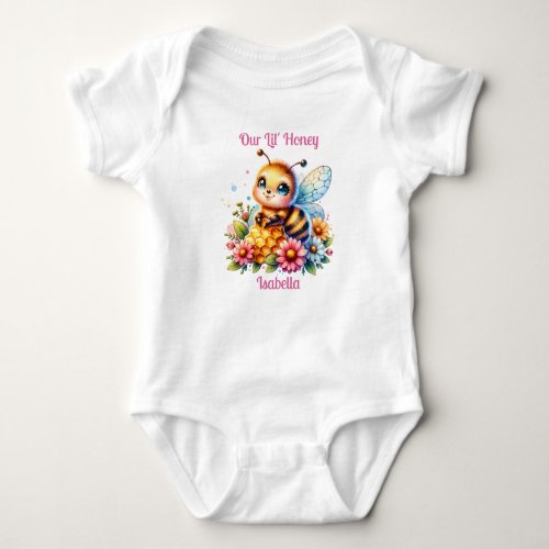 Our Lil Honey  Honey bee themed Personalized Baby Bodysuit