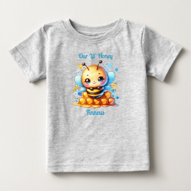 Our Lil' Honey | Honey bee themed Personalized Baby T-Shirt (Front)