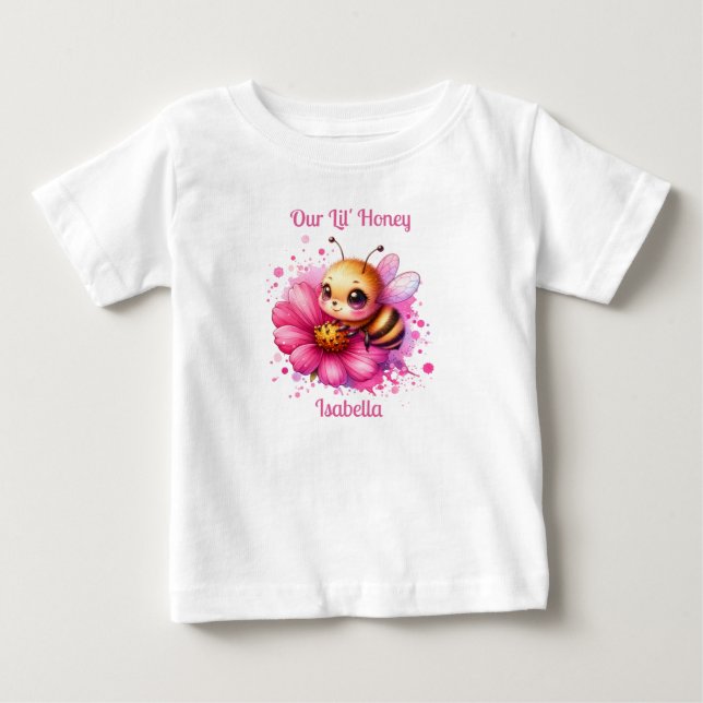 Our Lil' Honey | Honey bee themed Personalized Baby T-Shirt (Front)