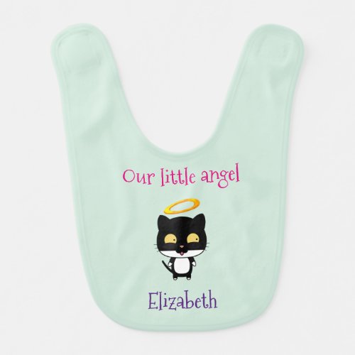 Our Little Angel Black Cat Personalized Bib