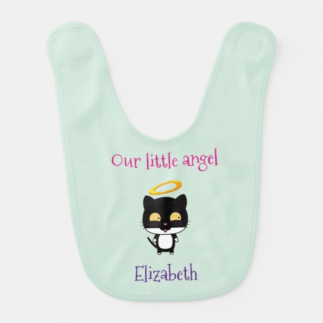 Our Little Angel Black Cat Personalized Bib (Front)