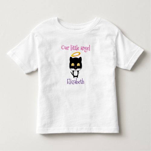 Our Little Angel Black Cat Personalized Toddler T_shirt