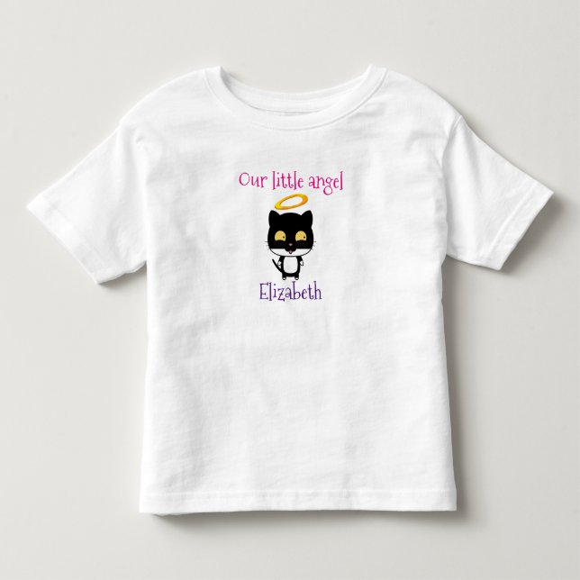 Our Little Angel Black Cat Personalized Toddler T-shirt (Front)