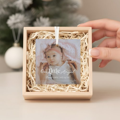 Our Little Angel Sweet Newborn Baby Photo Keepsake Glass Ornament