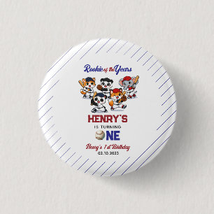 Our Little Animals Baseball 1st Birthday Party Button