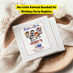 Our Little Animals Baseball 1st Birthday Party Napkins