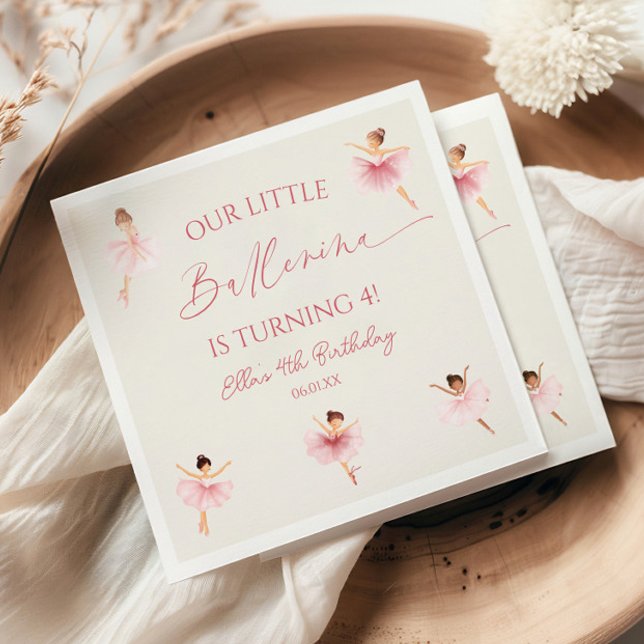 Our Little Ballerina Pink Ballet Birthday Party Napkins (Creator Uploaded)