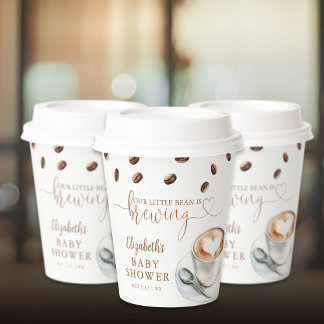 Our Little Bean Is Brewing Coffee Baby Shower Paper Cups
