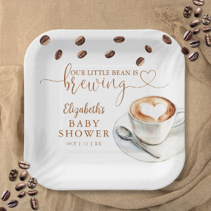 Our Little Bean Is Brewing Coffee Baby Shower Paper Plates