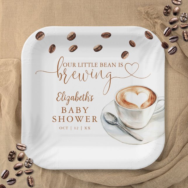 Our Little Bean Is Brewing Coffee Baby Shower Paper Plates (Our Little Bean Is Brewing Coffee Baby Shower Paper Plates)
