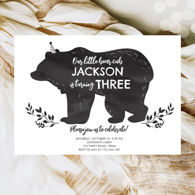 Our Little Bear Cub Woodland Forest Boy Birthday Invitation (Creator Uploaded)