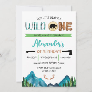 Our Little Bear is a Wild One Birthday Invitation