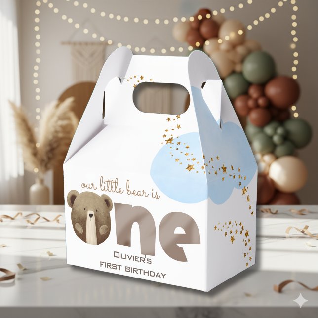 Our little bear is one baby birthday favor boxes (Creator Uploaded)