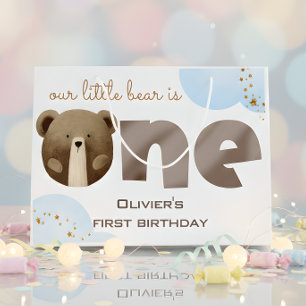 Our little bear is one baby birthday large gift bag