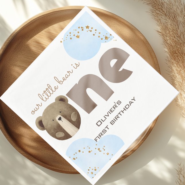 our little bear is one baby birthday napkins (Creator Uploaded)