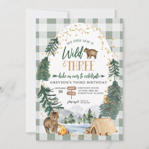 Our Little Bear is Wild and 3 Birthday Invitation