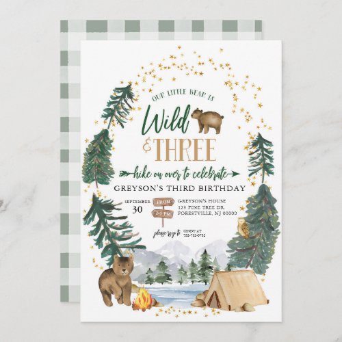 Our Little Bear is Wild and 3 Birthday Invitation