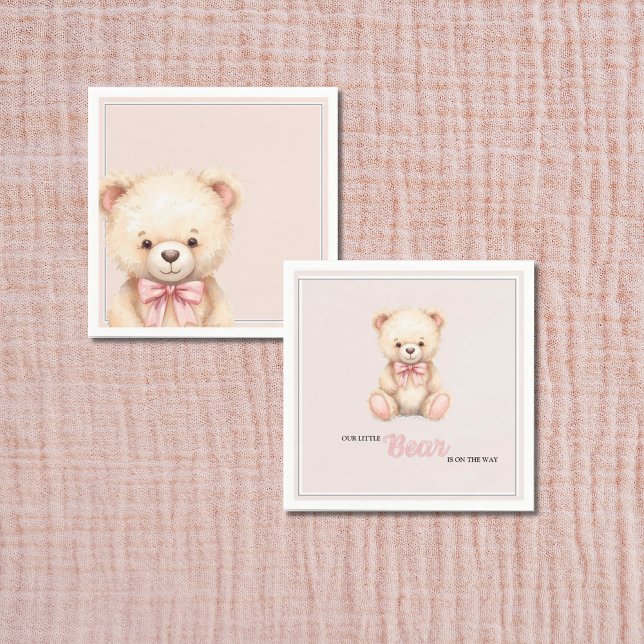 Our Little Bear on the Way Fall Baby Shower Pink Napkins (Creator Uploaded)