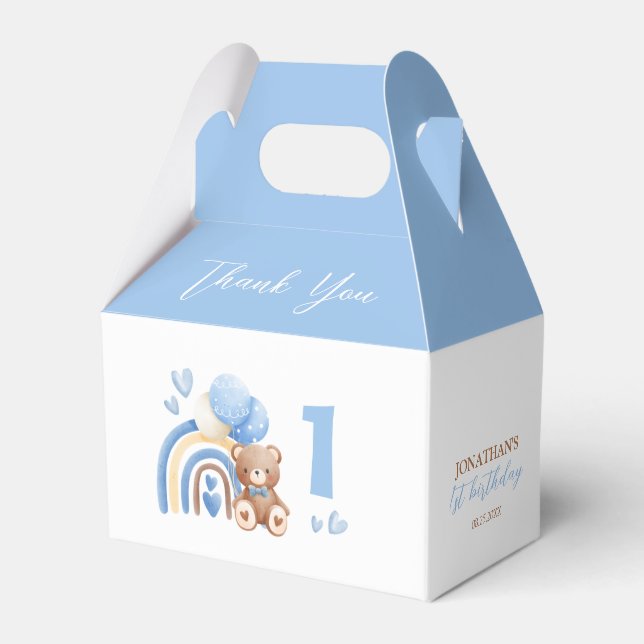 Our Little Bear Rainbow Balloon Birthday Favor Boxes (Front Side)