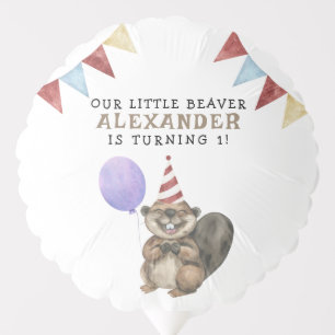 Our Little Beaver 1st Birthday Party Balloon