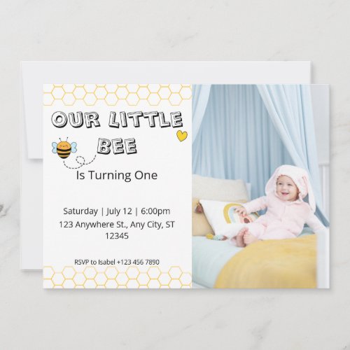 Our Little Bee Bumble Bee Birthday Party Photo Invitation