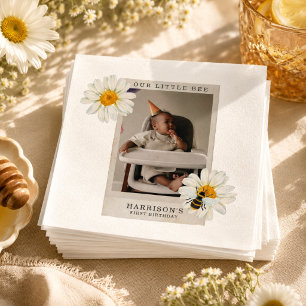Our Little Bee Honey Bee First Birthday Photo Napkins
