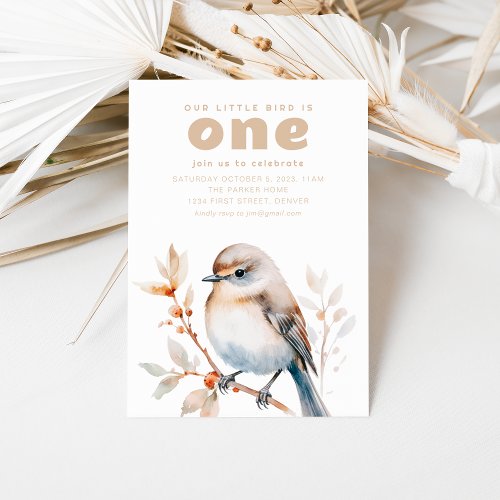 Our Little Bird is Turning One 1st Birthday Invite