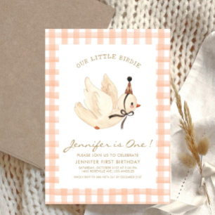Our little Birdie Watercolor Minimal Baby Birthday Invitation