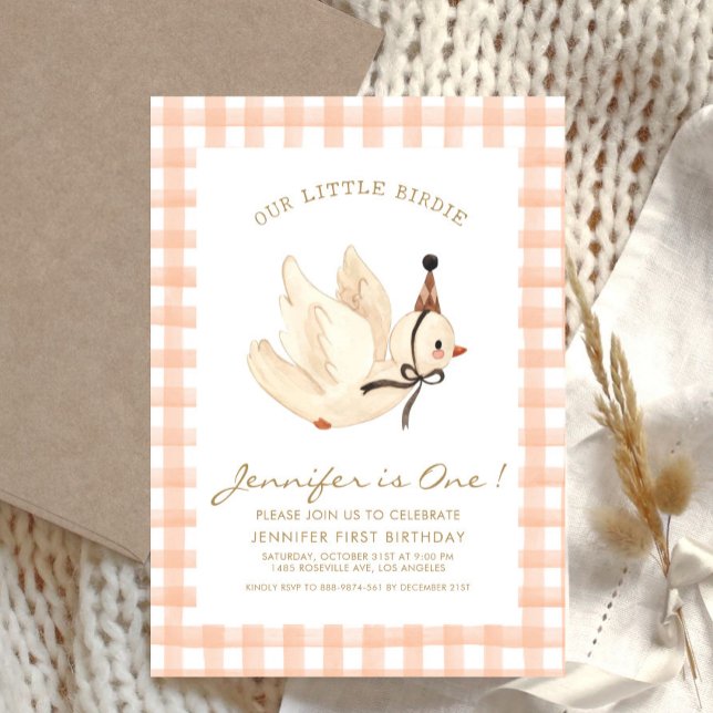 Our little Birdie Watercolor Minimal Baby Birthday Invitation (Creator Uploaded)