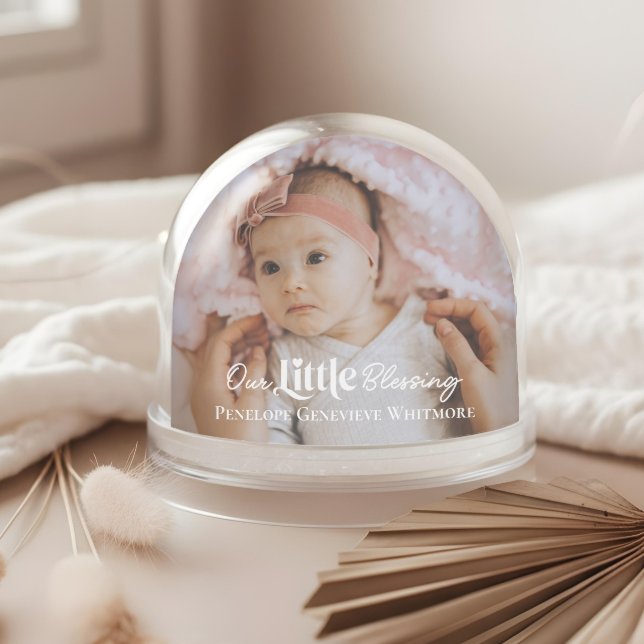 Our Little Blessing Baby Birth Stat Photo Keepsake Snow Globe (Our Little Blessing Baby Birth Stat Photo Keepsake Snow Globe (Front))