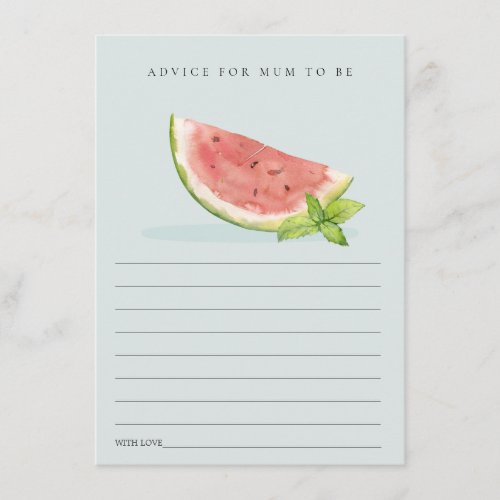 Our Little Blue Melon Advice for Mum Baby Shower Enclosure Card