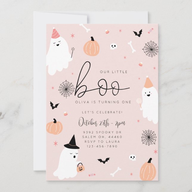 Our Little Boo - 1st Birthday Halloween Invitation (Front)