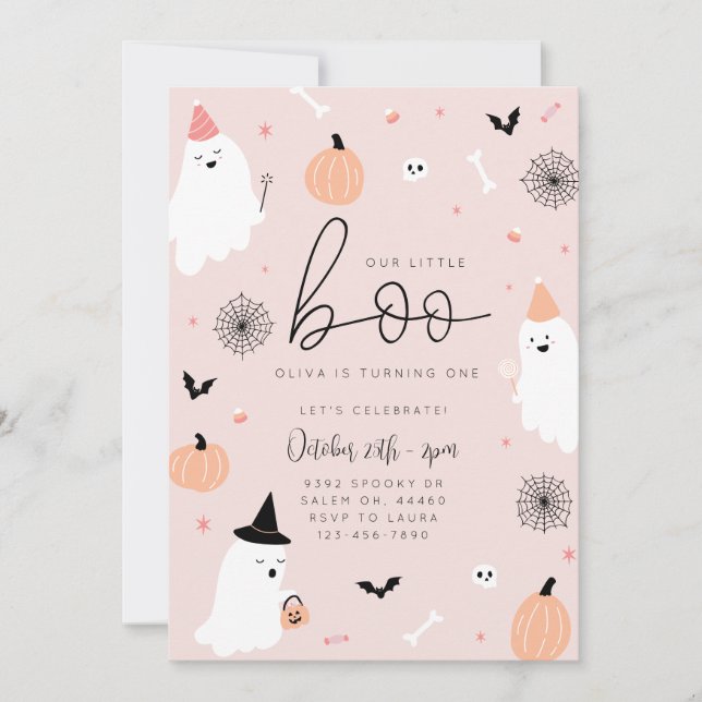 Our Little Boo - 1st Birthday Halloween Invitation (Front)