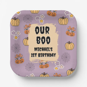 Our Little Boo 1st Birthday Halloween Thank You Paper Plates