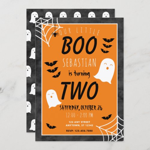  Our Little Boo 2nd Birthday Ghost Halloween Invitation