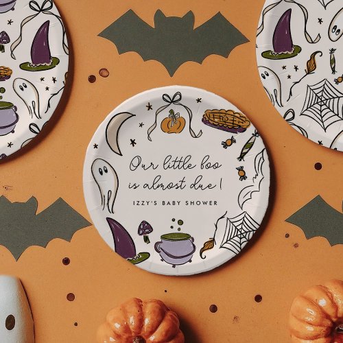 Our Little Boo Almost Due Halloween Baby Shower Paper Plates