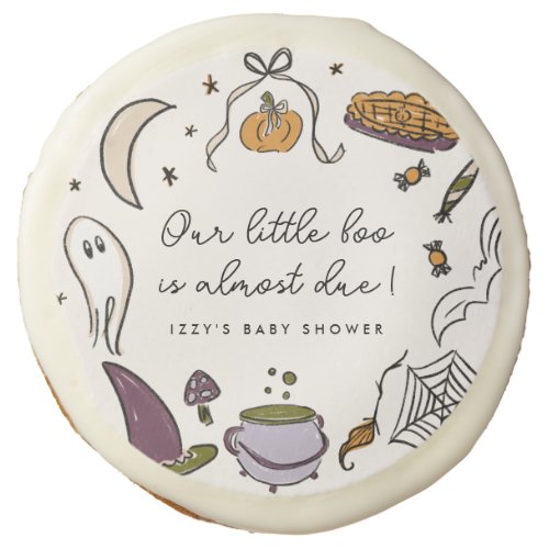 Our Little Boo Almost Due Halloween Baby Shower Sugar Cookie