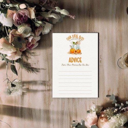 Our Little Boo Baby Shower Advice Game Enclosure Card