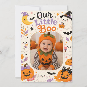 Our Little Boo Custom Halloween Photo Invitation