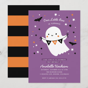 Our Little Boo Cute Kids Halloween First Birthday Invitation