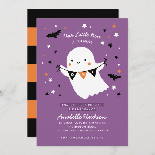 Our Little Boo Cute Kids Halloween First Birthday  Invitation