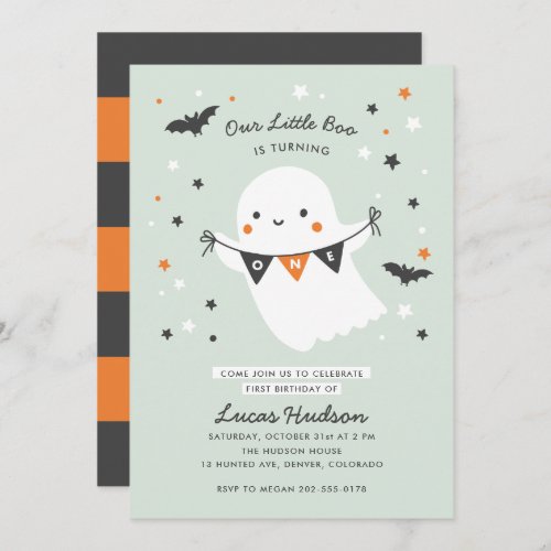 Our Little Boo Cute Kids Halloween First Birthday Invitation