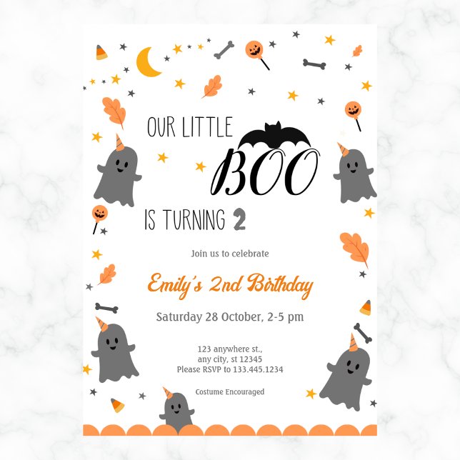 Our Little Boo Girl Halloween Birthday Any Year Invitation (Creator Uploaded)
