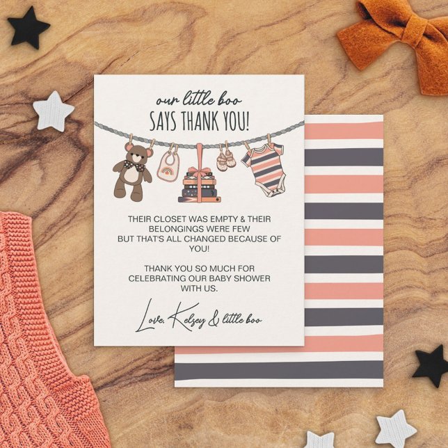 Our Little Boo Girl Pink Halloween Baby Shower Thank You Card (Creator Uploaded)