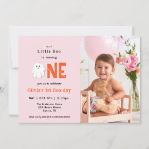 Our Little Boo Halloween 1st Birthday Photo  Invitation