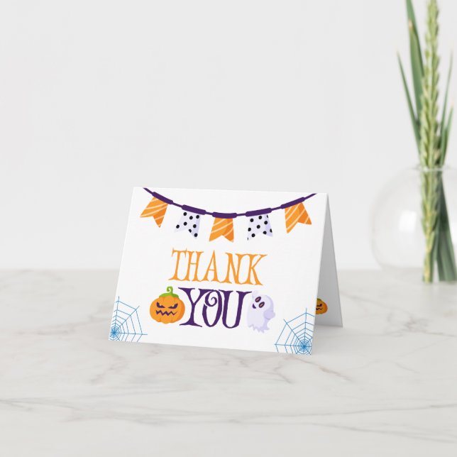 Our Little Boo Halloween 1st Birthday Thank You  Card (Front)