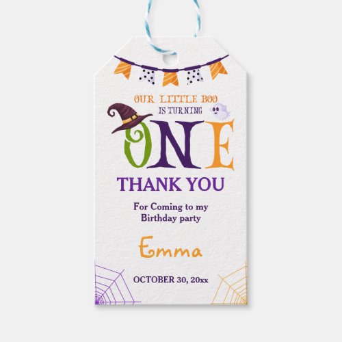 Our Little Boo Halloween 1st Birthday Thank You Gift Tags