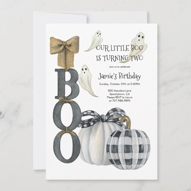 Our Little Boo Halloween 2nd Birthday Invitation (Front)