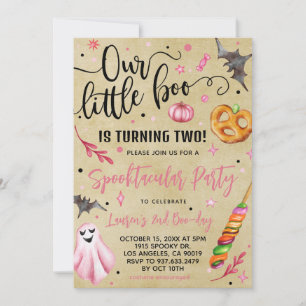 Our Little Boo Halloween 2nd Birthday Invitation